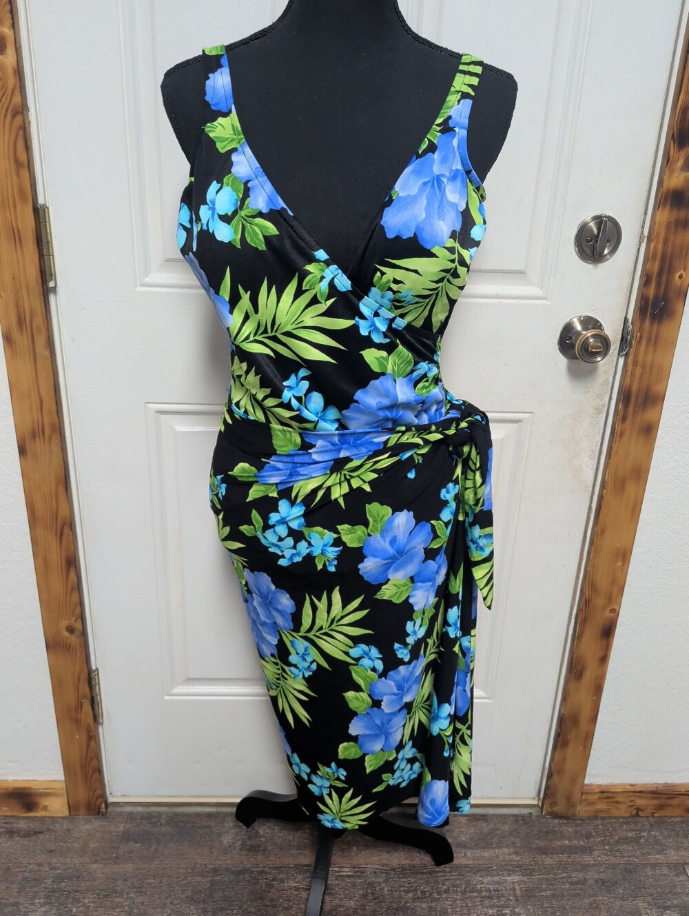 Miraclesuit Tropical Palm Print One Piece Swimsuit With Sarong Wrap Cover Sz L